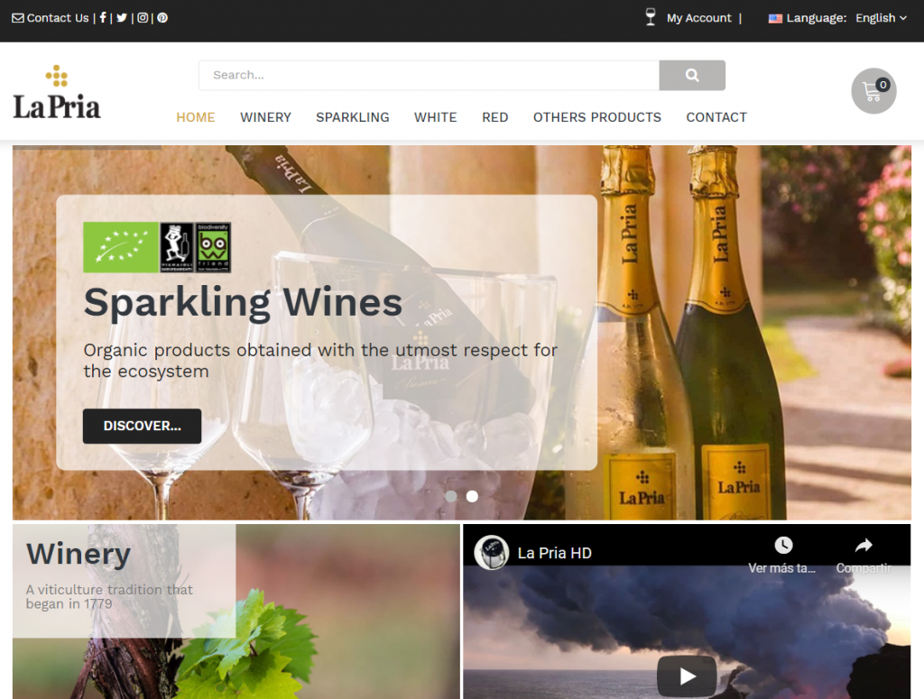 Organic Winery Online Shop made with Prestashop